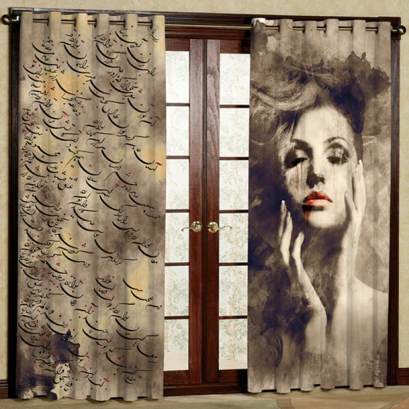 پرده پانچی مدل مخمل کد 6290 سایز 280x140 سانتی متر