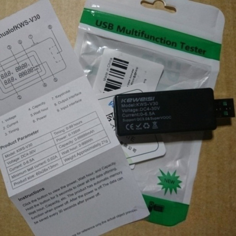 تستر درگاه USB فست شارژ مدل keweisi kws-v30