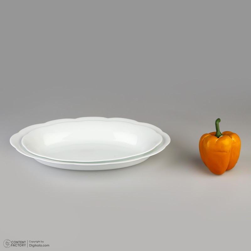 دینو مدل 001 دیس آرکوپال بسته 2 عددی، ابعاد 32×5×22 و 28×5×18 سانتی‌متر، وزن 540 و 490 گرم، قابل شستشو با دست و ماشین ظرفشویی