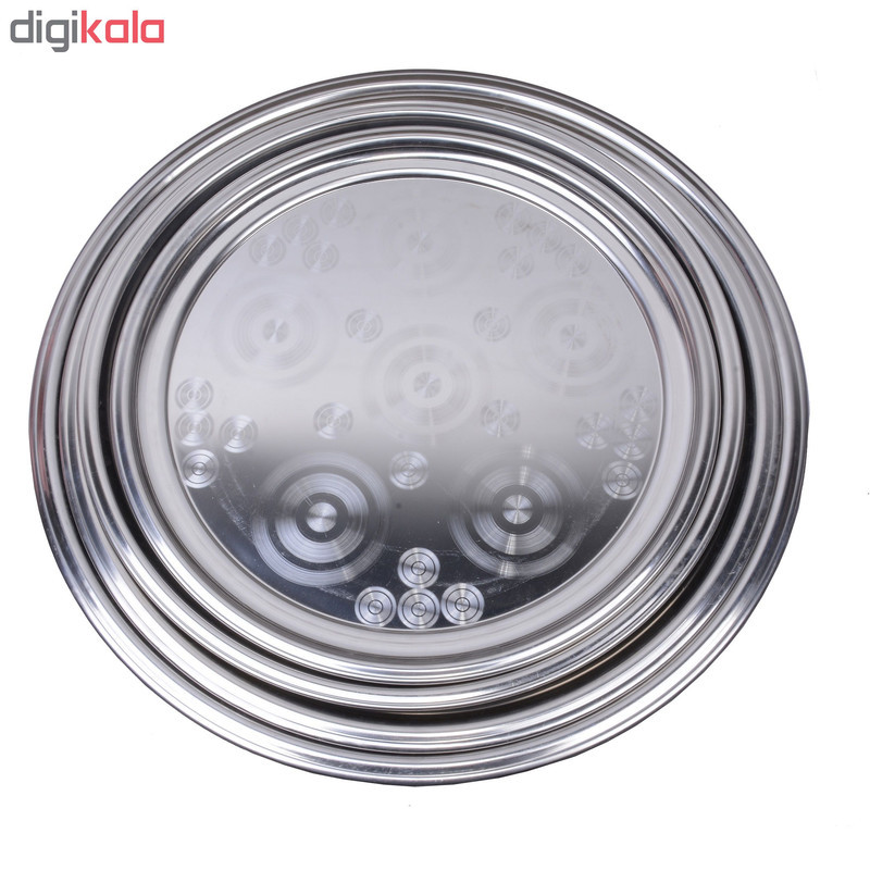 سینی استیل برکان بسته 4 عددی قطر 66 و 60 و 56 و 50 سانتی