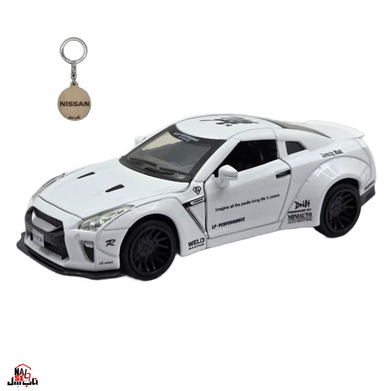ماکت ماشین ناب سل مدل نیسان جی تی آر فلزی موزیکال چراغدار اسپرت NISSAN GTR SPORT به همراه جاسوییچی