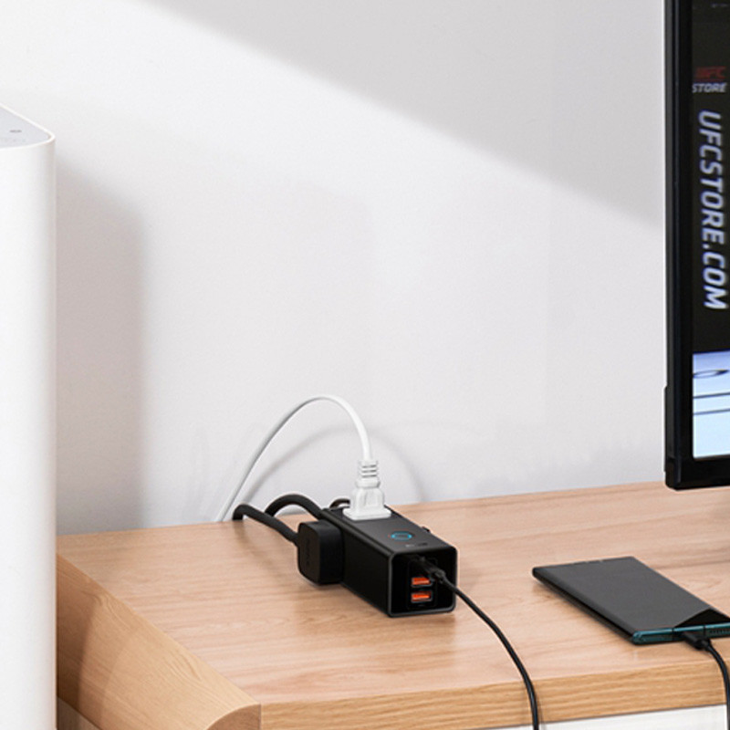 شارژر رومیزی 30 وات بیسوس مدل Power Combo Digital Powerstrip