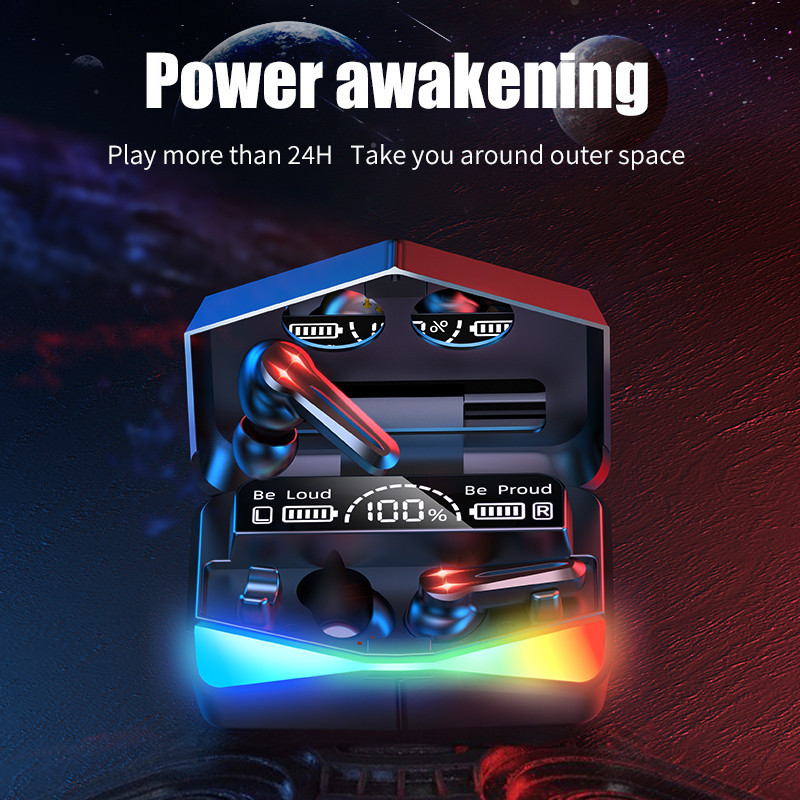 هدفون بلوتوثی مدل M28 بدون قابلیت نویز کنسلینگ، درگاه شارژ USB Type-C، دارای پشتیبانی از فرمان لمسی، دارای نمایشگر میزان شارژ روی محفظه
