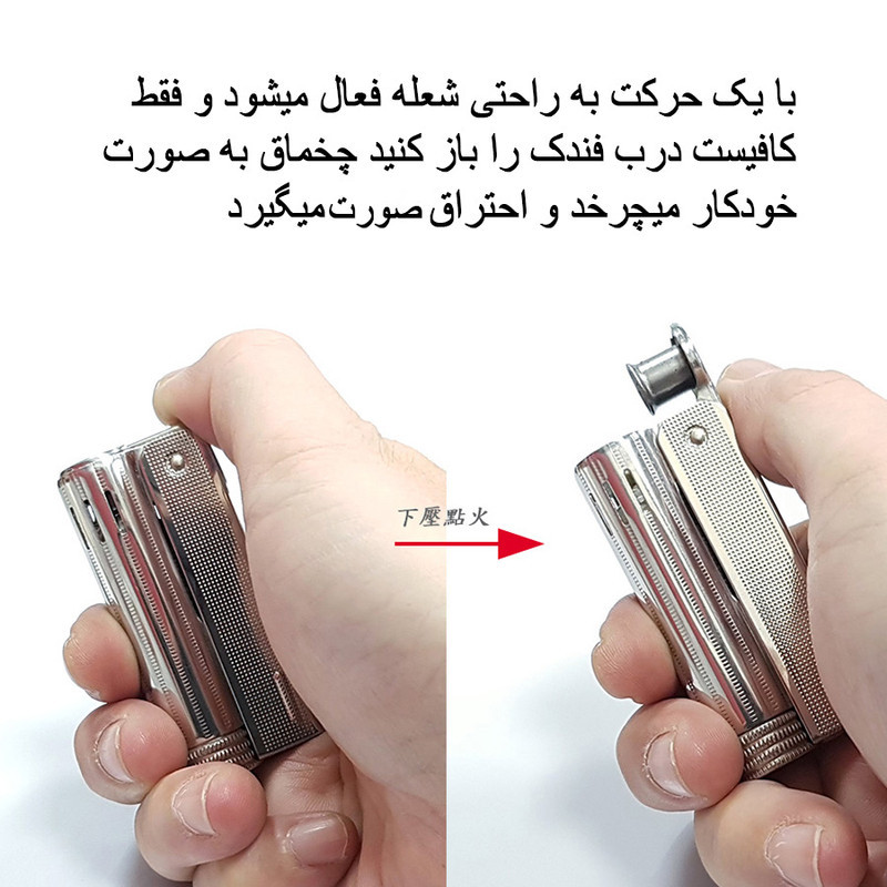 فندک بنزینی ایمکو مدل اتومات و ضد باد طرح سرخپوستی