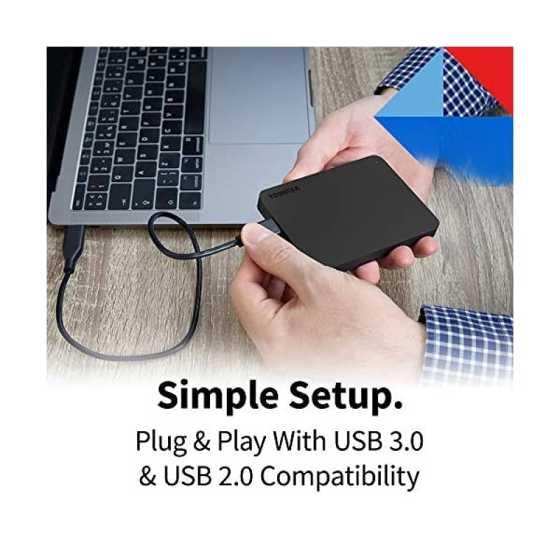 هارد اکسترنال توشیبا مدل Canvio Basics ظرفیت دو ترابایت دارای رابط USB Type-A 3.0