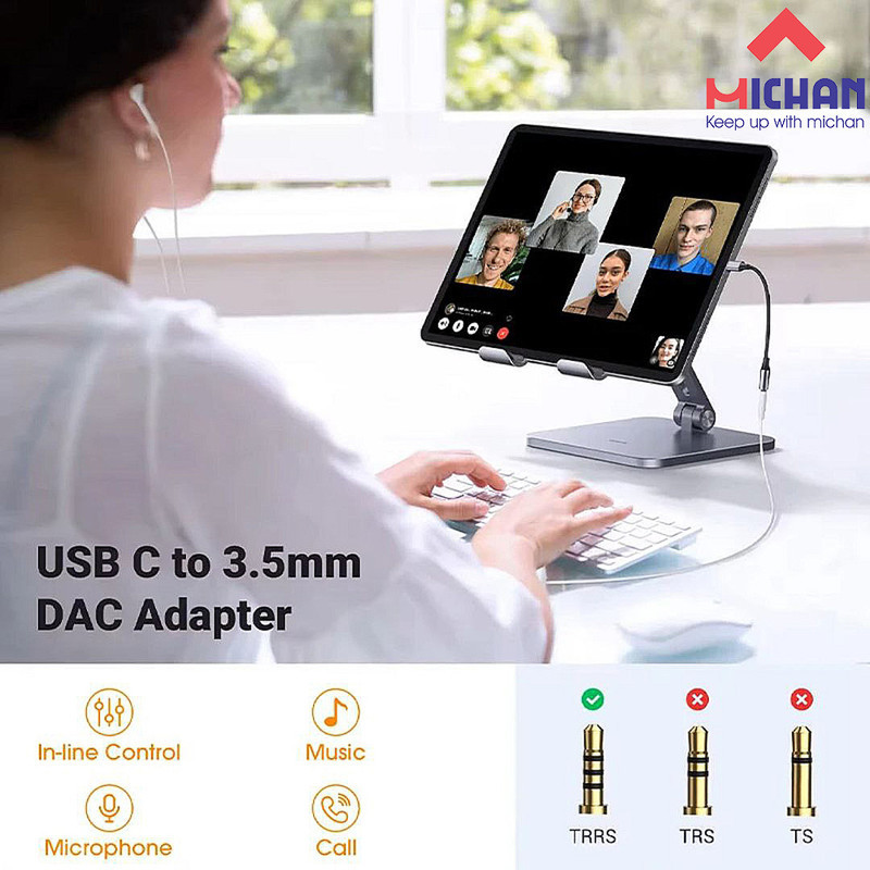 مبدل USB-C به جک 3.5 میلی متری میچان مدل T1