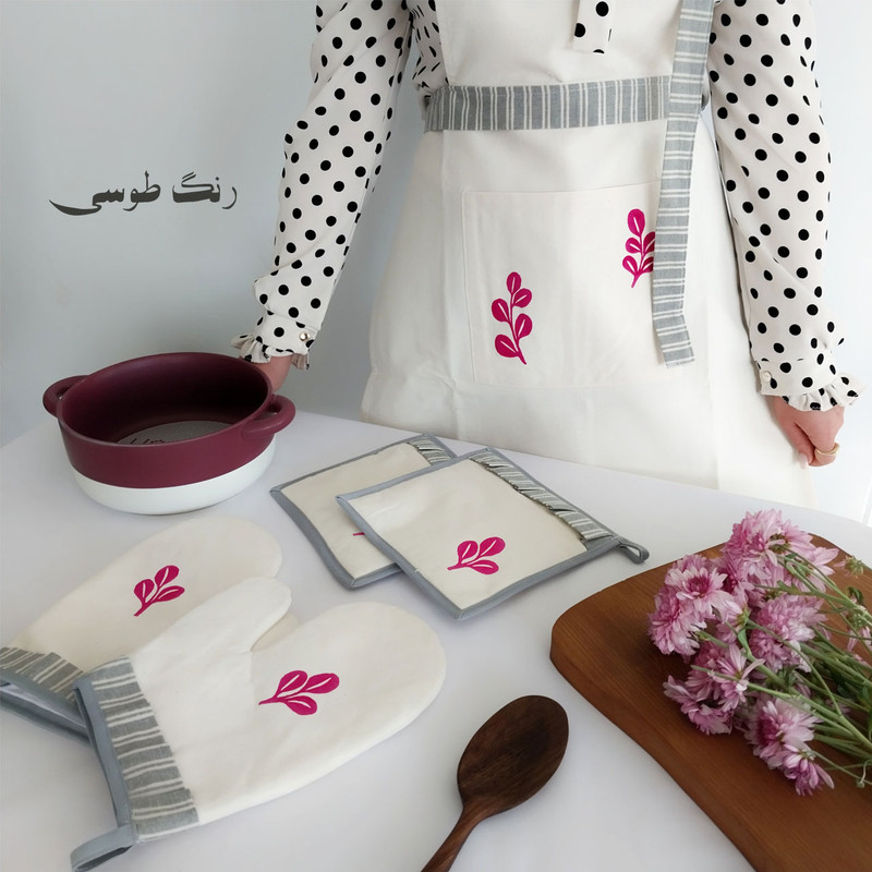 ست لوازم پارچه ای آشپزخانه 10 تکه مدل برگ
