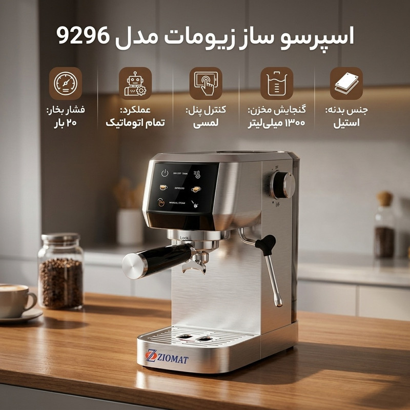اسپرسو ساز 1300 میلی‌لیتر زیومات مدل 9296