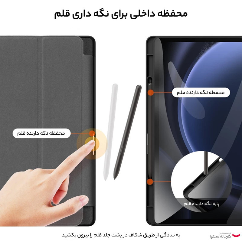 کیف کلاسوری دوکس دوکیس مدل Tri-Fold مناسب برای تبلت سامسونگ Galaxy Tab S9 FE Plus