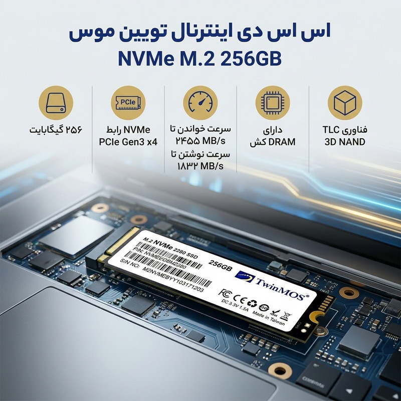 اس اس دی اینترنال تویین موس مدل NVMe M.2 2280 PCIE ظرفیت 256 گیگابایت