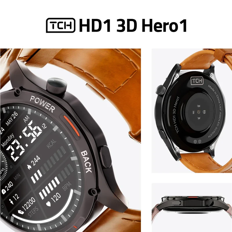 ساعت هوشمند تی سی اچ مدل TCH HD1 3D Hero1 دارای قابلیت های کنترل موسیقی (Music Player)، قابلیت مکالمه از طریق بلوتوث، پشتیبانی از زبان فارسی در منو و سیستم‌عامل، قابلیت تغییر طرح ساعت یا تم بند چرم مصنوعی