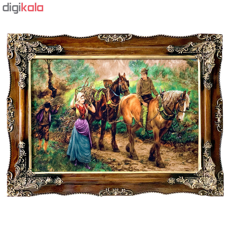 تابلو فرش ماشینی طرح هیزم شکن کد ۷۰۸۴