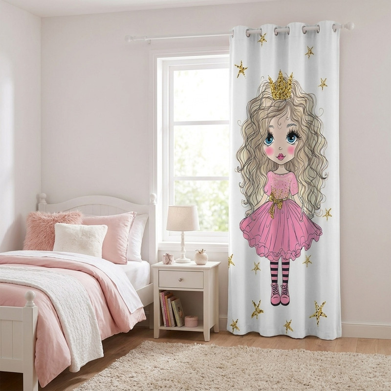 پرده مدل دخترانه مخمل پانچی کد 1003 سایز 140x280 سانتی متر