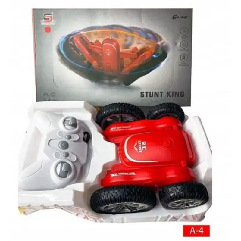 ماشین بازی کنترلی مدل Stunt King مقیاس 1:28 با حرکات آکروباتیک 360 درجه، کنترل بی‌سیم 2.4 گیگاهرتز، برد 40 متر، باتری قابل شارژ و فنر تعادل خودکار