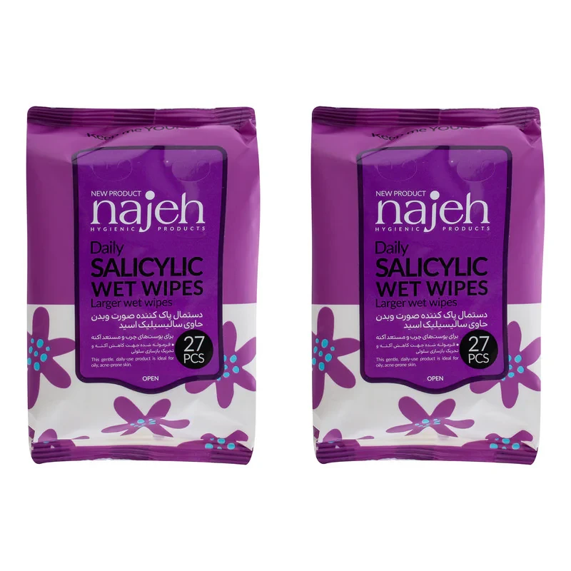 دستمال مرطوب ناژه مدل Salicylic دو بسته 27 عددی