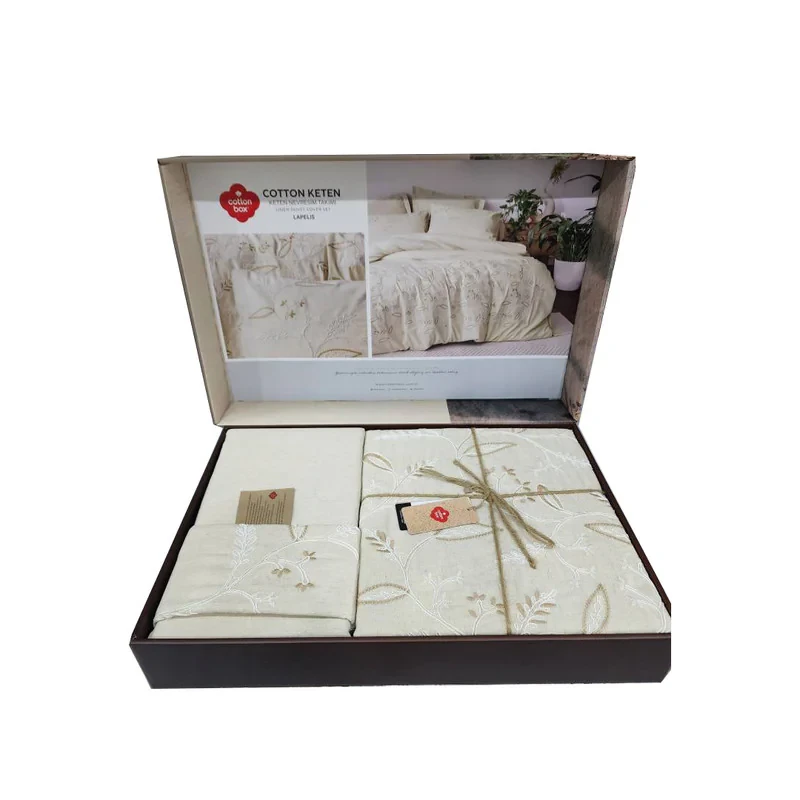 سرویس روتختی کاتن باکس مدل Cotton Keten Lapelis دونفره 6 تکه