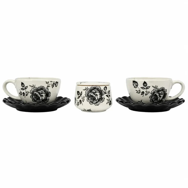 سرویس چای خوری 5 پارچه 2نفره مدل گل رز M03U01