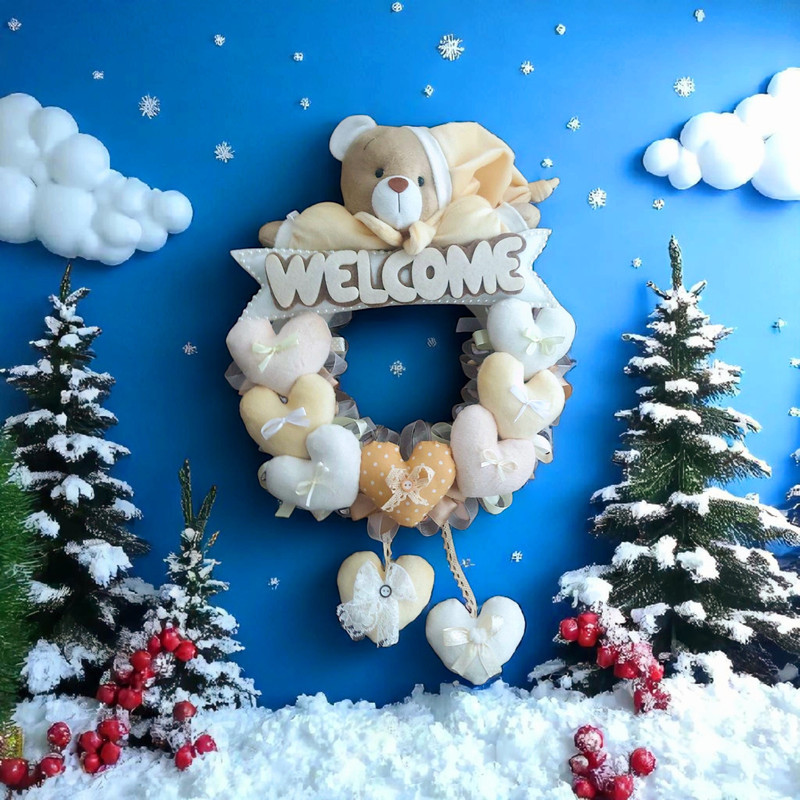 آویز تزیینی اتاق کودک طرح خرس نانان مدل Welcome کد WCrm