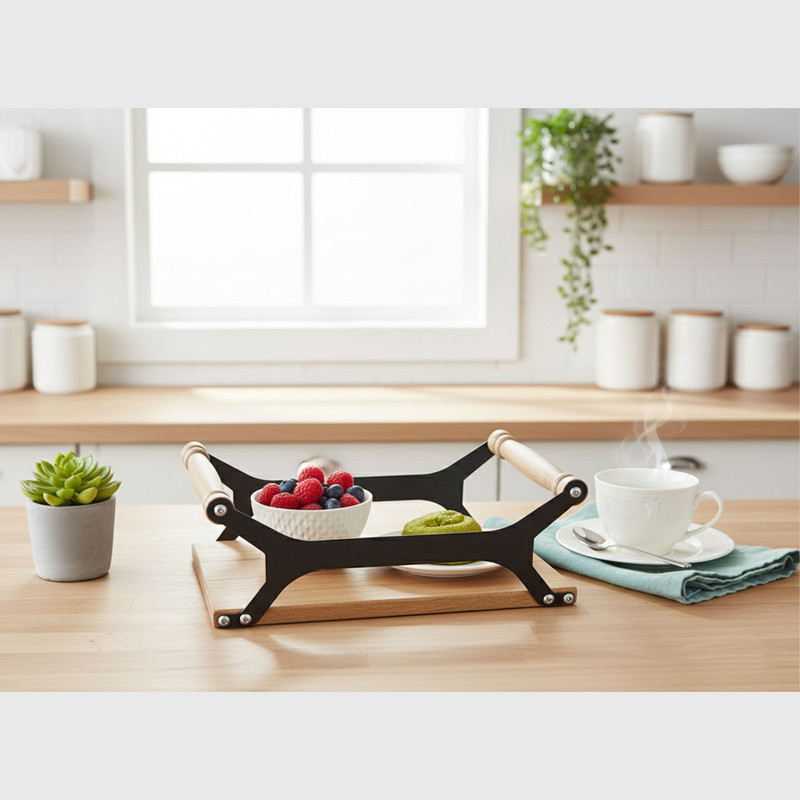 سینی دسته دار مدل OakLine سایز 30×20 سانتی متر
