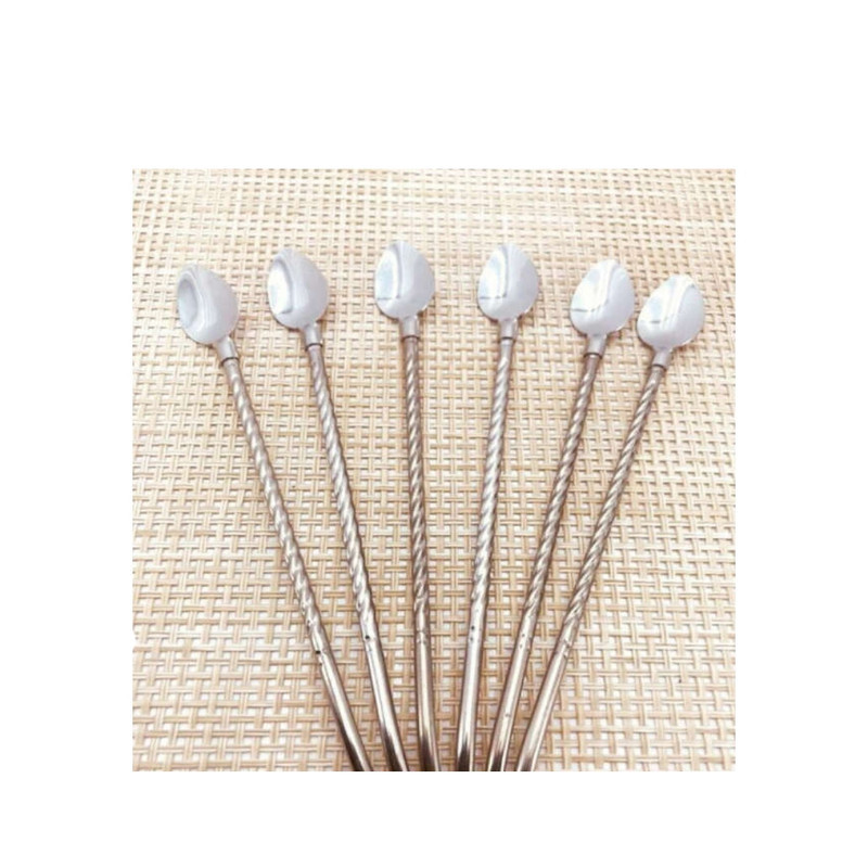 قاشق شربت خوری مدل نی دار کد FG38 مجموعه 6 عددی