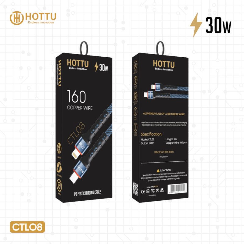 کابل تبدیل USB-C به لایتنینگ هوتو مدل CTL08 طول 1 متر
