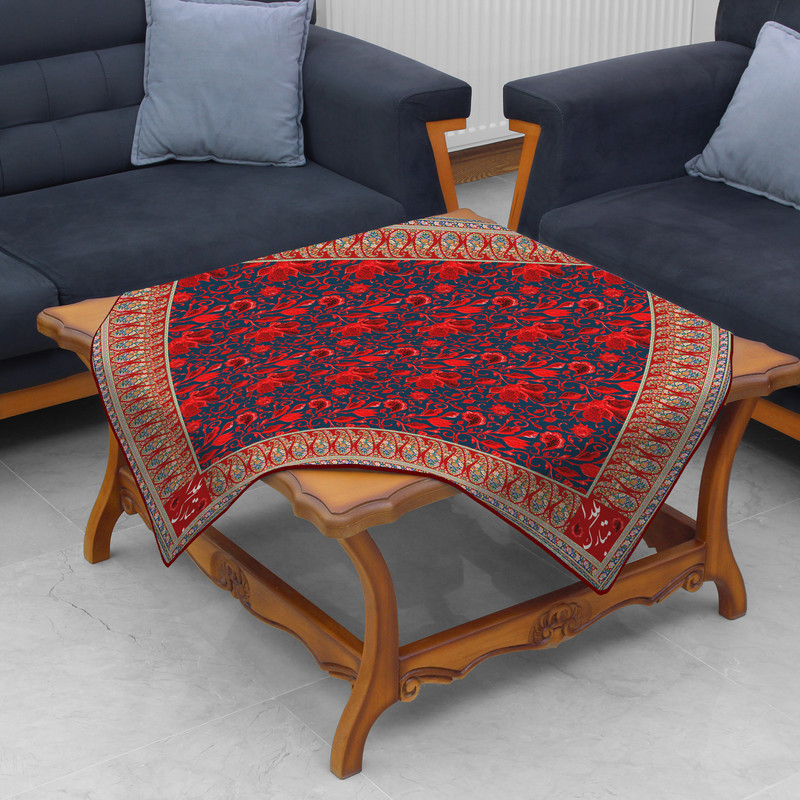رومیزی طرح گل قرمز یلدا کد 9982