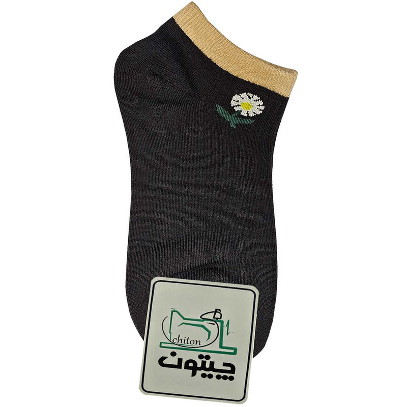 جوراب ساق کوتاه زنانه مدل چیتون تک گل نخی بسته 4 عددی