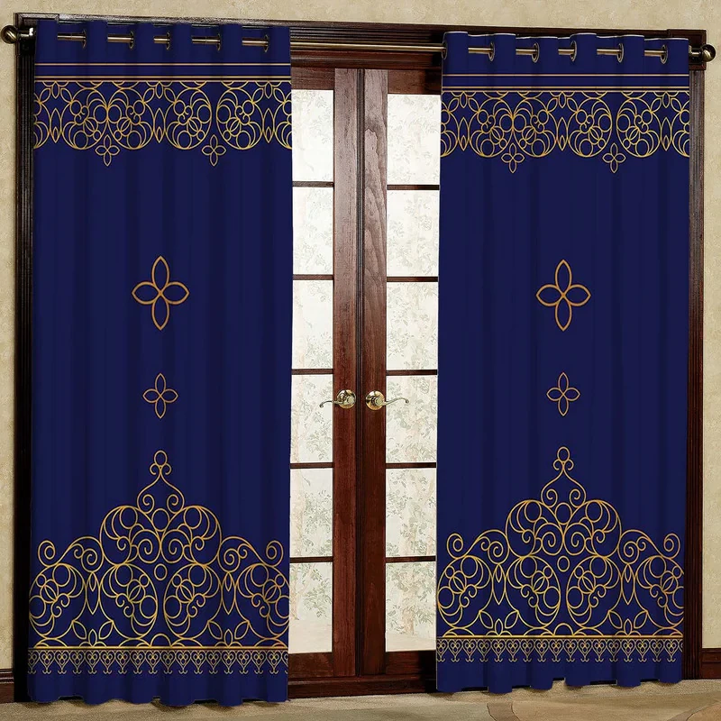 پرده طرح حاشیه دار مدل هازان پانچی کد 1494 H سایز 280x140 سانتی متر
