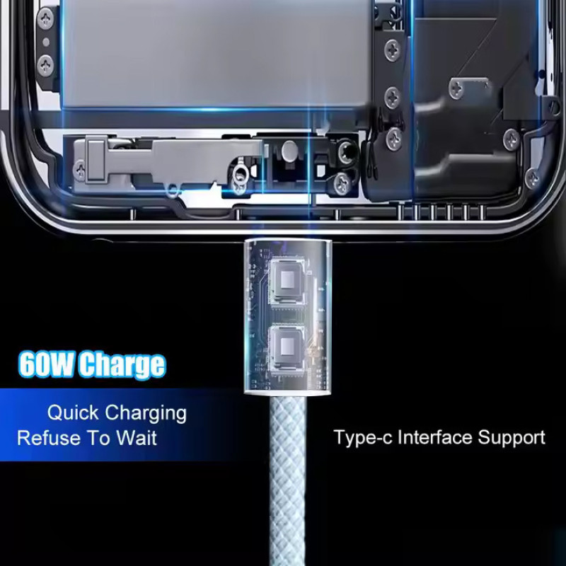 کابل USB-C آیرون ایکس مدل IPHONE16MAXPRO طول 1 متر به همراه سوزن سیم کارت