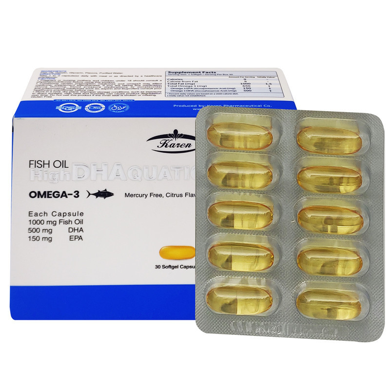 کپسول روغن ماهی حاوی DHA بالا آکواتیک کارن بسته 30 عددی