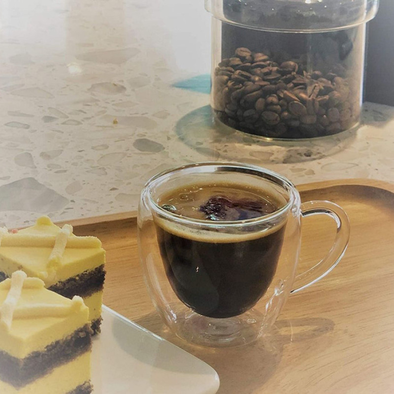 فنجان مدل دوجداره دسته دار کد ۹۰ بسته ۲ عددی