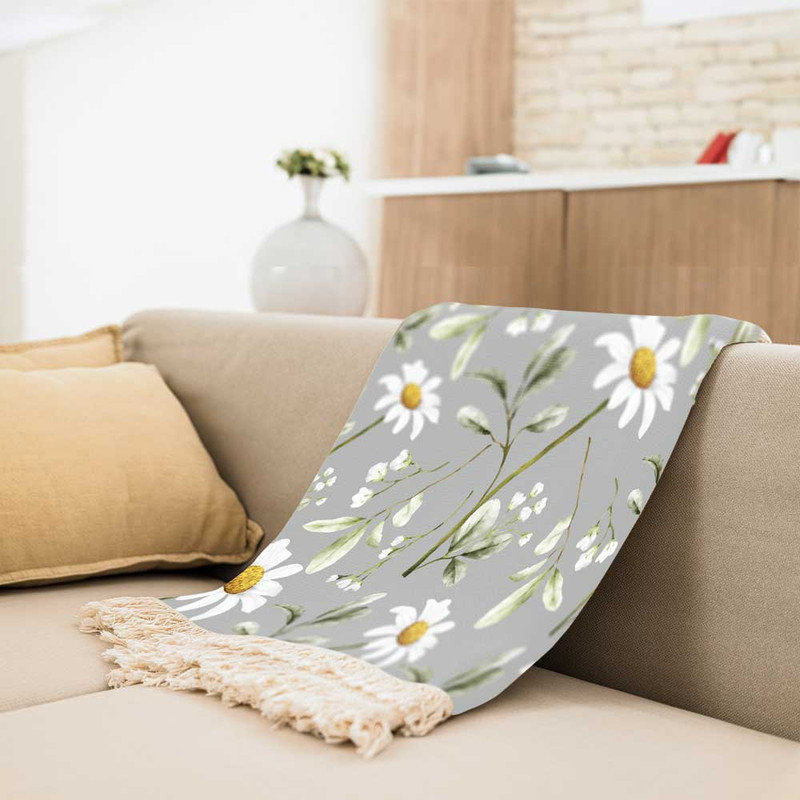 شال مبل طرح بابونه 2 کد F2SH1084 سایز 98x180 سانتی متر