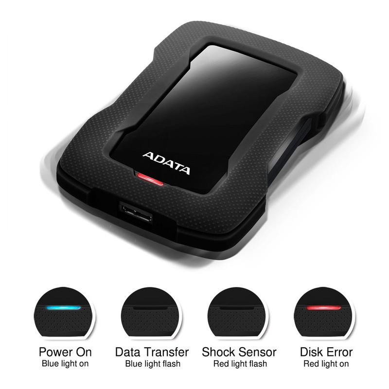 هارد اکسترنال ای دیتا مدل HD330 ظرفیت دو ترابایت دارای رابط USB Type-A 3.2