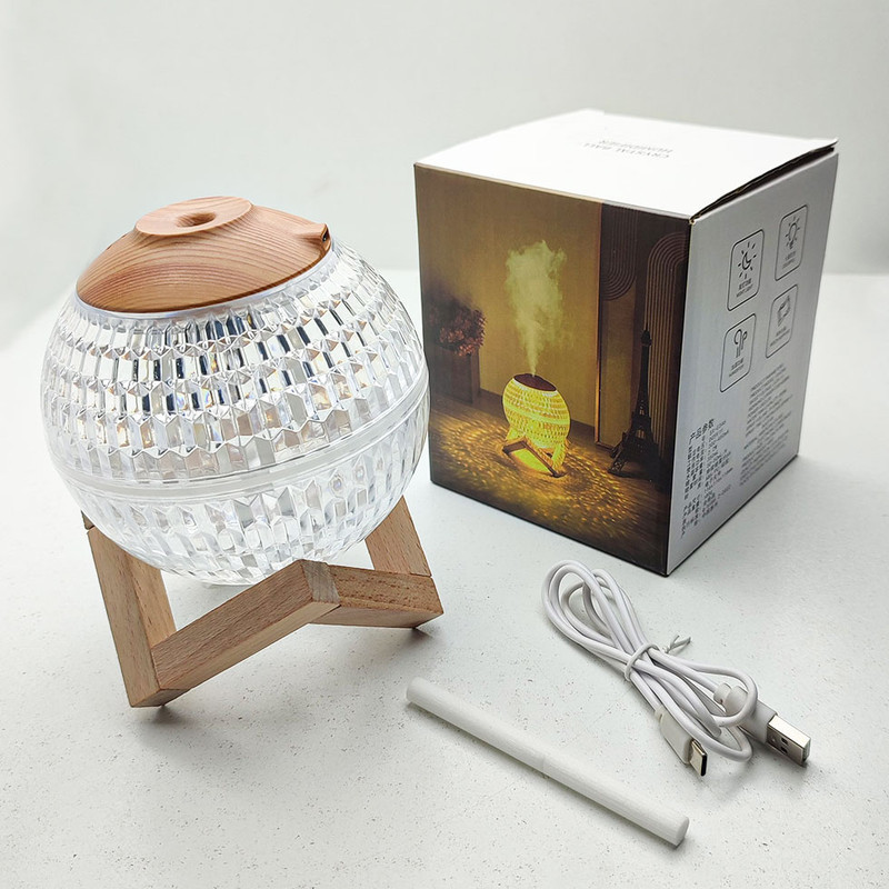 چراغ رومیزی مدل کریستالی طرح بخور سرد USB