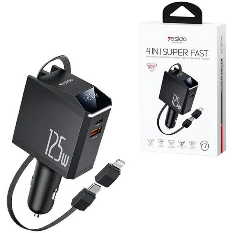 شارژر فندکی 125 وات سه پورت یسیدو مدل Y71