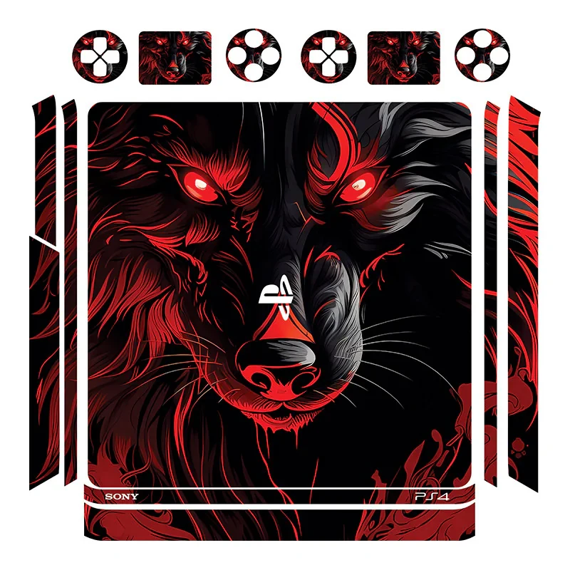 برچسب پلی استیشن 4 اسلیم توییجین وموییجین مدل  wolf 01 مجموعه 14 عددی