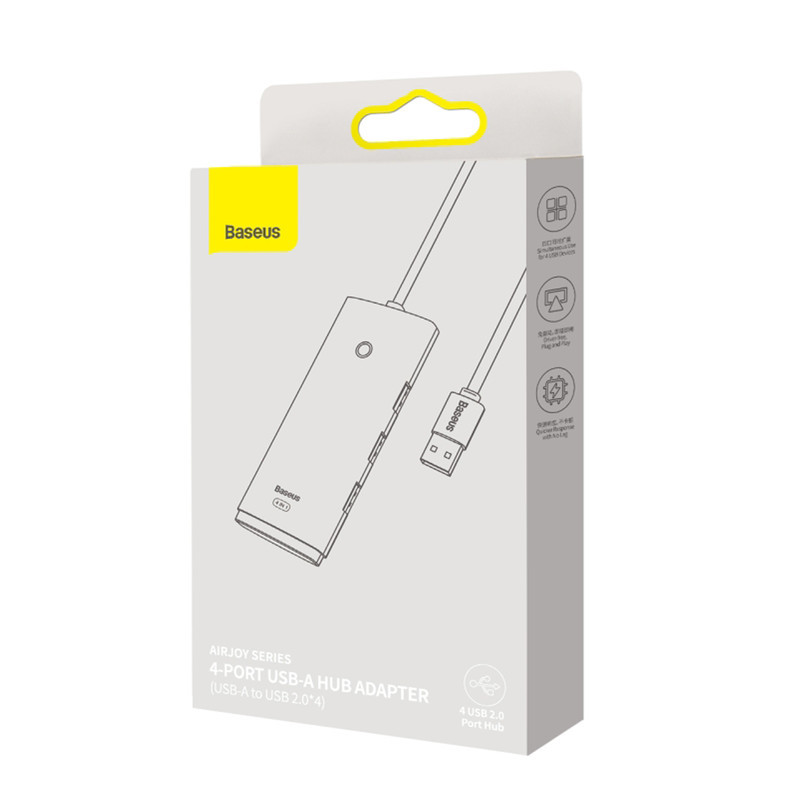 هاب 4 پورت Usb2 باسئوس مدل AirJoy Series-WKQX070001 25cm