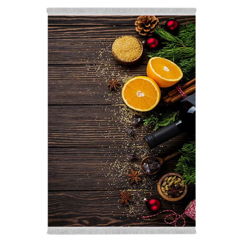 فرش پارچه‌ای دفه مدل فرشینه شانل مخمل ترک طرح فانتزی کد 04205