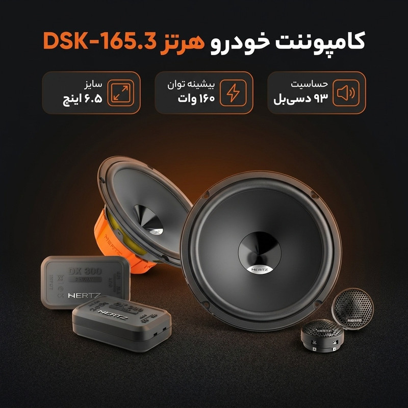 کامپوننت پشت و جلو خودرو هرتز مدل DSK-165.3 سایز 6.5 اینچ بسته شش عددی