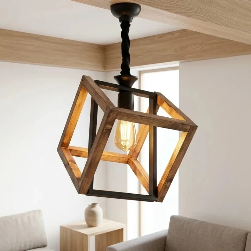 لوستر 1 شعله شاهان تک مدل wood.17