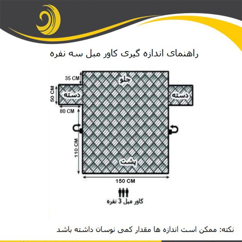 کاور مبل سه نفره مدل POPA33