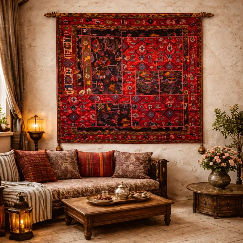 کلاژ فرش دستباف 1.5 متری کارپینوس مدل آنتیک طرح نهاوند