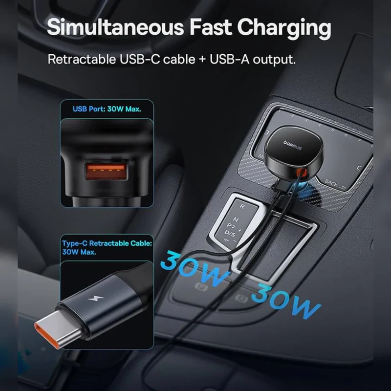 شارژر فندکی 60 وات بیسوس مدل  CCTXP-UC