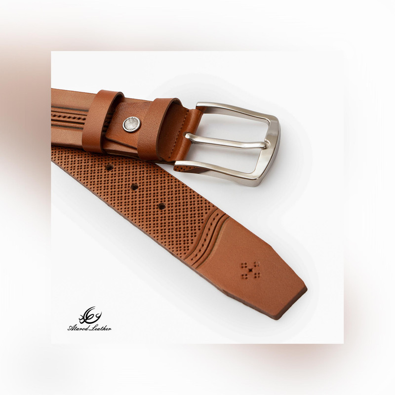 کمربند مردانه چرم عطارد مدل چرم طبیعی کد B73