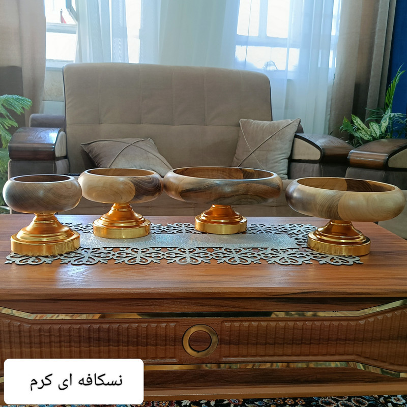 سرویس پذیرایی مدل چوبی پایه فلزی مجموعه 4 عددی