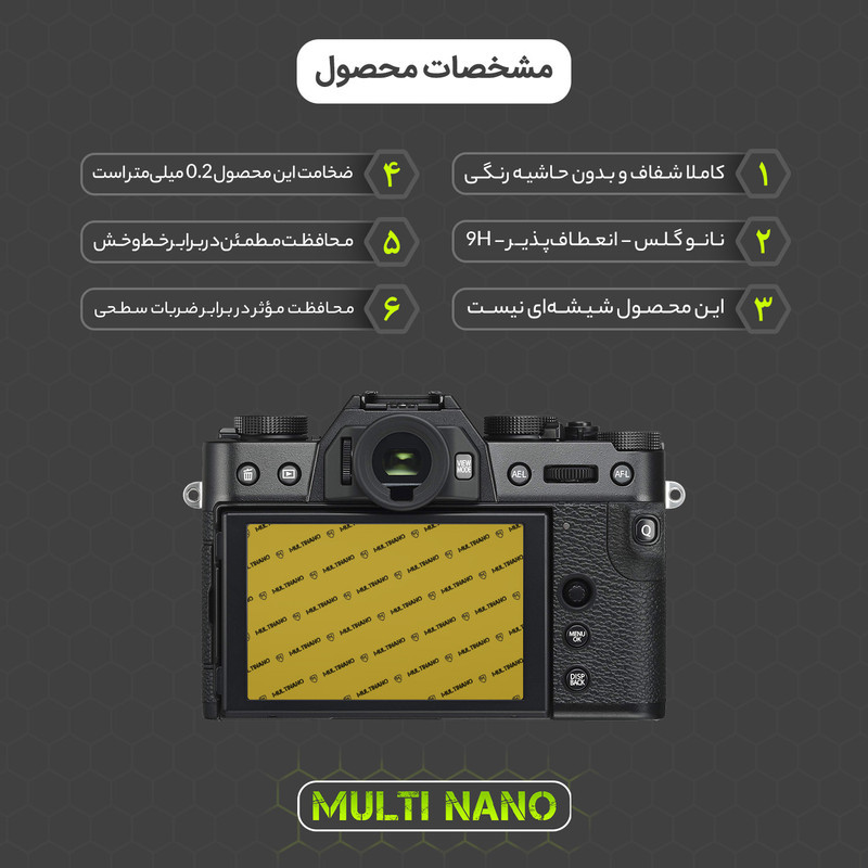 محافظ صفحه نمایش دوربین شفاف مولتی نانو مدل X-S1N مناسب برای دوربین عکاسی فوجی فیلم XT3