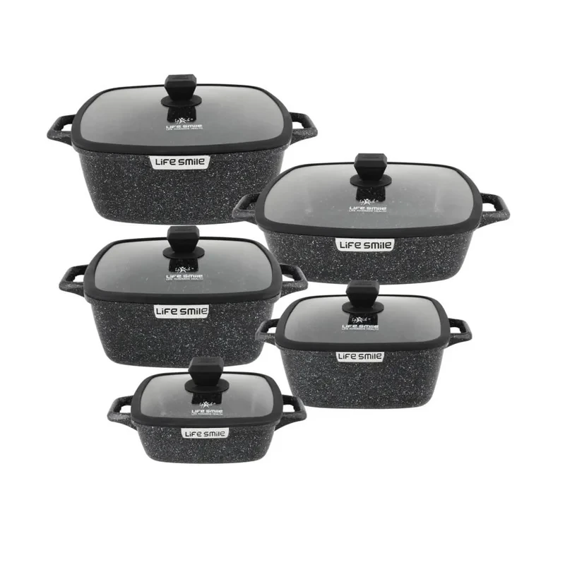سرویس قابلمه و تابه گرانیتی 10 پارچه لایف اسمایل مدل SPHM-S-GL