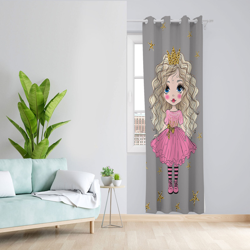 پرده مدل دخترانه مخمل پانچی کد 1003 سایز 140x280 سانتی متر