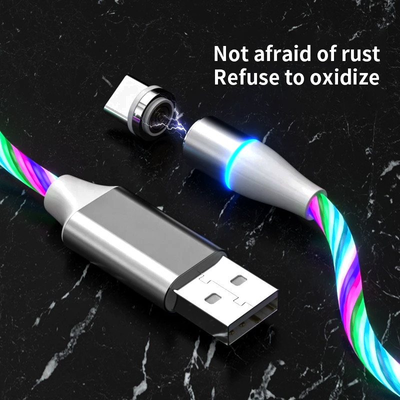 کابل تبدیل مغناطیسی  USB به MicroUSB  USB-C  لایتنینگ مدل  RGB  1x3 طول 1 متر
