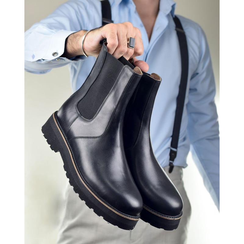 نیم بوت مردانه کرمانی مدل چرم طبیعی دستدوز کد 660